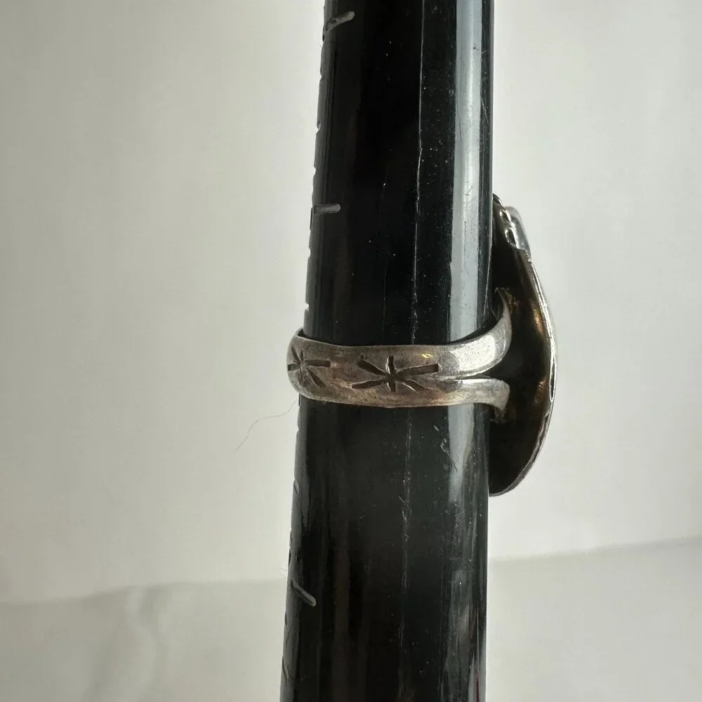 Sterling Silver Mother of Pearl Turquoise Ring Size 5.5 Signed BW - Picture 5 of 7
